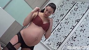 Pregnant janetta enjoys oral activities and consuming fluids in a fetish video
