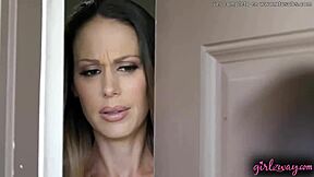 Morena enjoys fucking her curvy neighbor's big tits in lesbian sex 😍