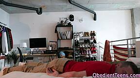 A kinky blonde teen 18+ enjoys a fun game with friends