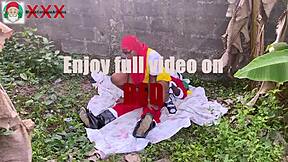 on new year's, african santa hooks up with his friend's stepdaughter in the bush for some hardcore fun