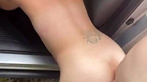 watch this streetwalker ride dick reverse cowgirl in the truck, then get fucked standing before a huge load on her ass?