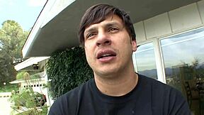 this horny 19-year-old brunette in fishnets gets fingered and licked before a huge creampie in her shaved pussy