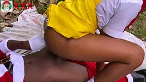 on new year's, african santa hooks up with his friend's stepdaughter in the bush for some hardcore fun