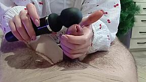 Step Sister Uses Vibrator to Extract Cum from Small Cock