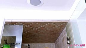 Did the elegant brunette take a relaxing shower?