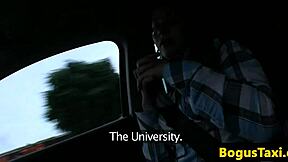 European teen bent over in car, doggystyled by taxi driver while neighbors spy 😏