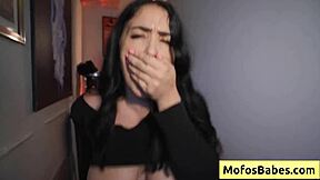 Horny natural big tit brunette craves dick and fucks the sound guy 😍