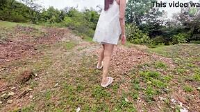 skinny thai girl masturbates in forest public