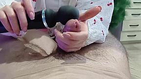 Step Sister Uses Vibrator to Extract Cum from Small Cock