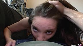 Big boobs girl feels intense pleasure in pov blowjob pussy sliding cum on tits