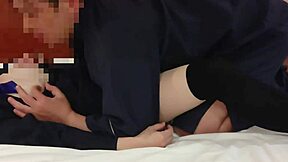 Uniformed high school girl in miniskirt gets creampie after blowjob and cunnilingus