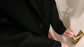 Beautiful Woman Gets Creampie In Shaved Pussy During Doggystyle Sex In Public Toilet.