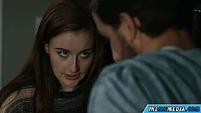 i'm having romantic sex with a cute brunette girl, sucking her small tits and ass in college