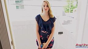 Cute kinky redhead Astrid enjoys masturbation and oral