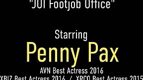 Ginger Penny Pax Shows Fine Feet And Gives Joi At Work