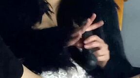 Blue flashes her big wet pussy as a cute housewife surprise