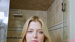 cute blonde teen showers