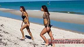 triple anal rough gang bang and bondage in public