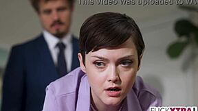 Small secretary gets intensely fucked by new boss in office