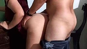 Latina stepsister bent over for creampie before boyfriend