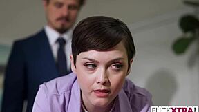 Small secretary gets intensely fucked by new boss in office