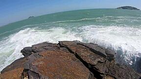 Skinny Latina with Big Pussy Lips Gets Cock on the Beach?