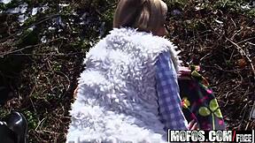 Euro babe Cristal Caitlin picked up for outdoor anal threesome.