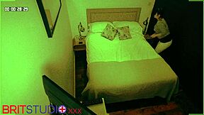 voyeur couple having fun at the party in airbnb