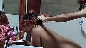 Private bathroom sex with fat wife and big pussy