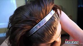 petite brunette gets wet pussy fingered