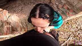 Wild Dirtbike Ride Turns into Passionate Outdoor Sucking and Cum Mouthful.