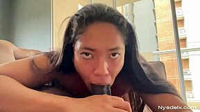 I suck stepbrother's monster cock in POV, latina amateur couple with natural tits 😋