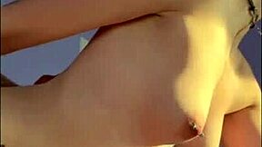 A strong guy passionately cums inside a petite girl's tight pussy in close up view