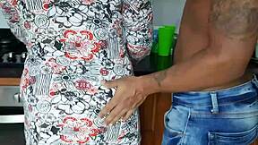 Horny stepmother lets stepson suck her wet pussy