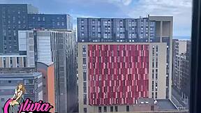 the curvy blonde student gives her first blowjob in stockings.