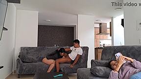 My Girlfriends Petite Colombian Stepmother Sucks My Cock In Lingerie While Wife Is Away