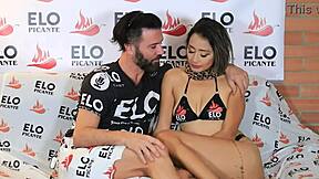 gigi damesco in the spicy room preview, showing her big natural tits in interview