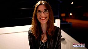 Horny brunette cutie hazel oconnor fingers her pussy deep, then gives a sloppy bj while dreaming of anal fucking!