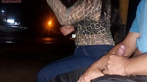 I risk flashing my big cock to the woman at the bus stop. She responds with a blowjob.