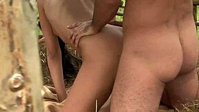 i banged hot brunette teen in barn outdoors with anal and riding