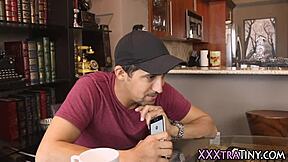 throatin tiny teen rides monster cock