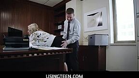 Redhead Teen 18+ Intern and Blonde Milf Assistant Freeused