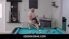 freya von doom gets used on the pool table by her teen partner
