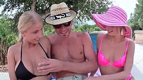 Blonde teen 18+ anal fucked by big white cock and big dildo