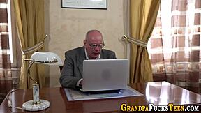 kinky teen gets facialized in hardcore scene with grandfather and old man