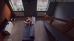 Roommate catches me masturbating, I continue