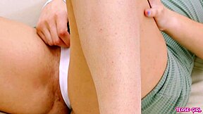 beautiful teen step-daughter TEASES step-dad in interview then ASSFUCKS on sofa with swallow