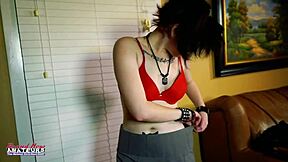 inked cutie marcie dildo fucks her horny twat wearing lingerie and squirts 😍