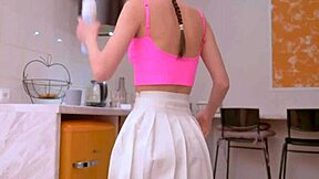 skinny brunette teen 18+ sofa weber says, 'i'm fucking my pussy with cream on the sofa'