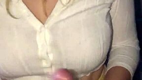 Teen Gives Lipstick Blowjob And Handjob With Cum